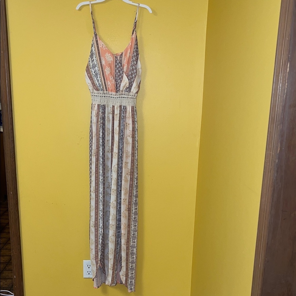 Elegant Striped Jumpsuit in Cream and Brown